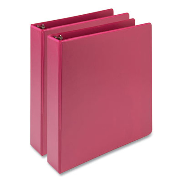 Earth's Choice Plant-Based Economy Round Ring View Binders, 3 Rings, 1.5" Capacity, 11 x 8.5, Pink, 2/Pack