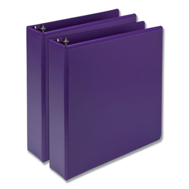 Earth's Choice Plant-Based Durable Fashion View Binder, 3 Rings, 2" Capacity, 11 x 8.5, Purple, 2/Pack