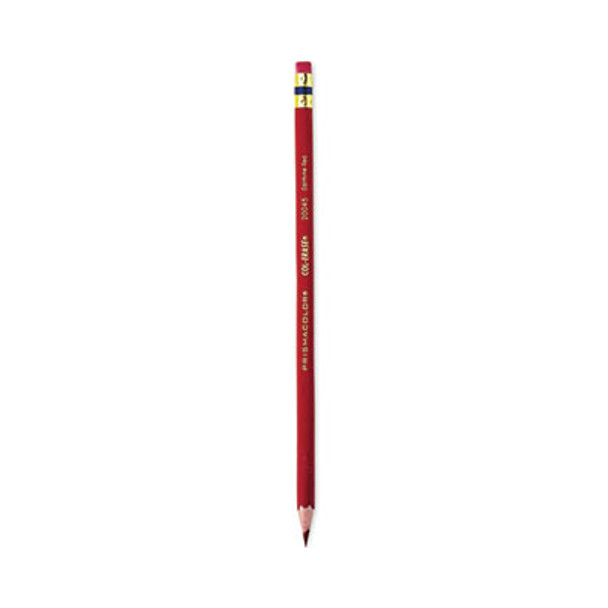 Col-Erase Pencil With Eraser, 0.7 Mm, 2B, Carmine Red Lead, Carmine Red Barrel, Dozen