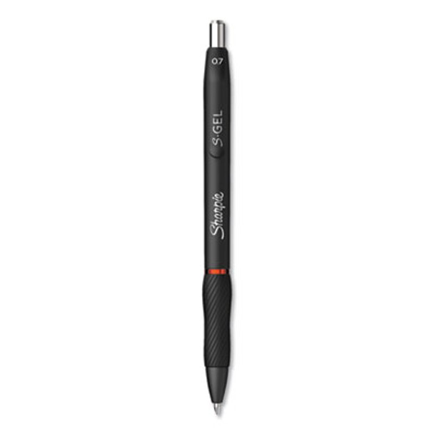 S-Gel High-Performance Gel Pen, Retractable, Medium 0.7 Mm, Red Ink, Black Barrel, Dozen