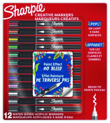 Creative Markers, Fine Brush Tip, Assorted Colors, 12/Pack