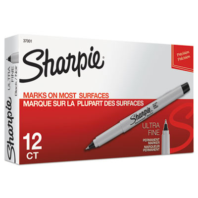 Ultra Fine Tip Permanent Marker, Ultra-Fine Needle Tip, Black, Dozen