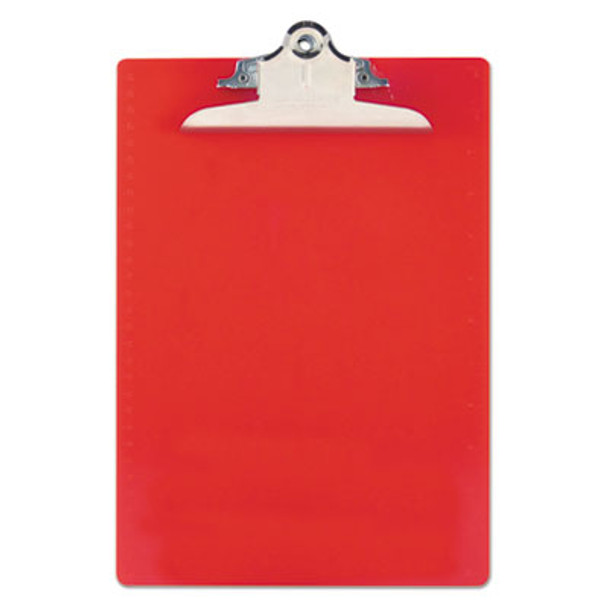 Recycled Plastic Clipboard With Ruler Edge, 1" Clip Capacity, Holds 8.5 x 11 Sheets, Red