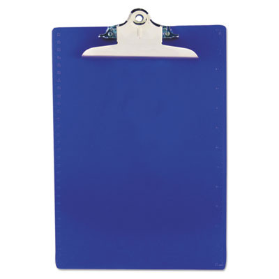 Recycled Plastic Clipboard With Ruler Edge, 1" Clip Capacity, Holds 8.5 x 11 Sheets, Blue