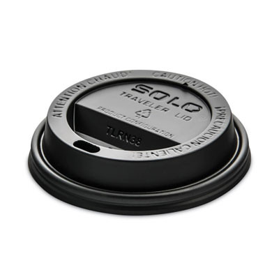 Traveler Cappuccino Style Dome Lid, Fits 8 Oz Hot Cups, Plastic, Black, 1,000/Carton