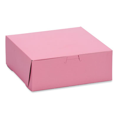 Pink One-Piece Non-Window Bakery Box, 8 x 8 x 3, Pink, Paper, 250/Carton