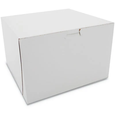 White One-Piece Non-Window Bakery Boxes, 9 x 9 x 6, White, Paper, 100/Carton