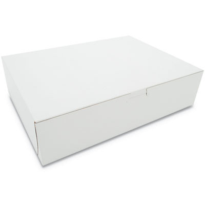 White One-Piece Non-Window Bakery Boxes, 12 x 9 x 3, White, Paper, 200/Carton