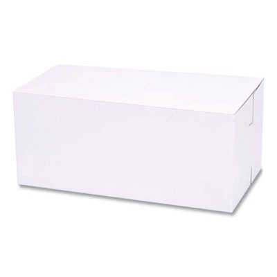 White One-Piece Non-Window Bakery Boxes, Standard, 9 x 5 x 4, White, Paper, 250/Bundle
