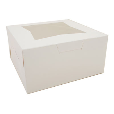 White Window Bakery Boxes With Tuck-In Lid, 10 x 10 x 5, White, Paper, 150/Carton