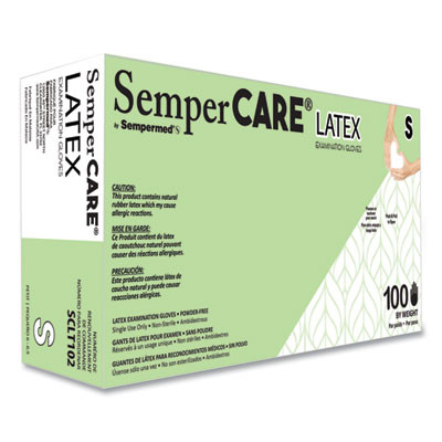 Latex Examination Gloves, Powder-Free, Small, 5 Mil Thick, 9.45" Long, Cream, 100/Box, 10 Boxes/Carton