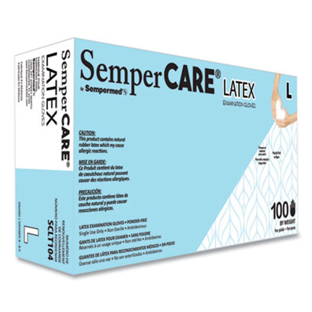 Latex Examination Gloves, Powder-Free, Large, 5 Mil Thick, 9.45" Long, Cream, 100/Box, 10 Boxes/Carton