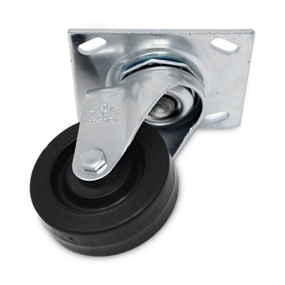 Replacement Plate Casters, Rigid Mount Plate, 3.5" Rubber Wheel, Black
