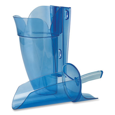 Saf-T-Scoop And Guardian System For Ice Machines, 64 Oz To 86 Oz Ice Scoop, Transparent Blue