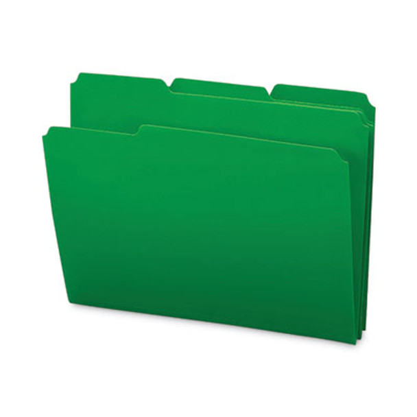 Top Tab Poly Colored File Folders, 1/3-Cut Tabs: Assorted, Letter Size, 0.75" Expansion, Green, 24/Box