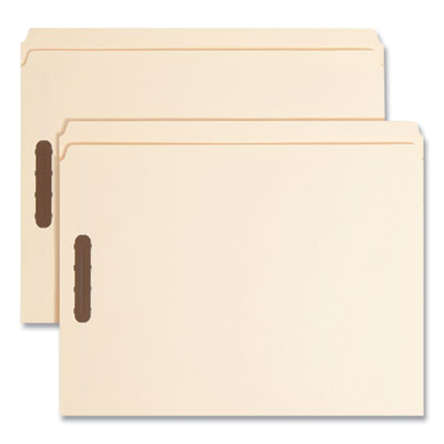 Top Tab Fastener Folders, Straight Tab, Expands 0.75", 2 Fasteners, Letter Size, Manila, 50/Box