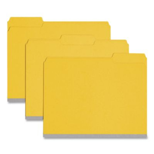 Expanding Recycled Heavy Pressboard Folders, 1/3-Cut Tabs: Assorted, Letter Size, 1" Expansion, Yellow, 25/Box