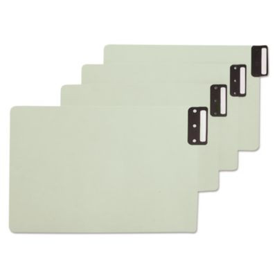 100% Recycled End Tab Pressboard Guides With Metal Tabs, 1/3-Cut End Tab, Blank, 8.5 X 14, Green, 50/Box