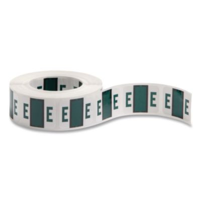 A-Z Color-Coded End Tab Filing Labels, E, 1 X 1.25, White, 500/Roll