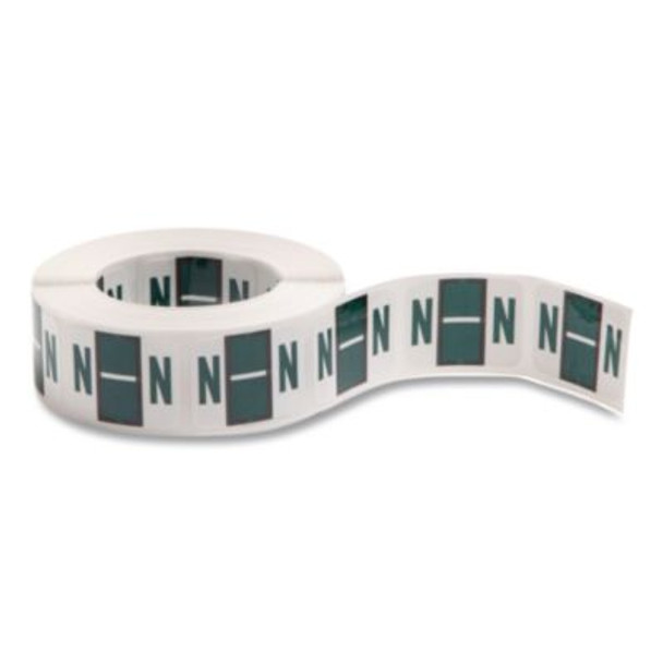 A-Z Color-Coded End Tab Filing Labels, N, 1 X 1.25, White, 500/Roll
