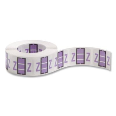 A-Z Color-Coded End Tab Filing Labels, Z, 1 X 1.25, White, 500/Roll