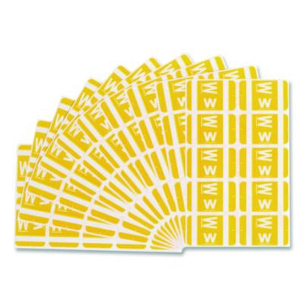 Alphaz Color-Coded Second Letter Alphabetical Labels, W, 1 X 1.63, Yellow, 10/Sheet, 10 Sheets/Pack