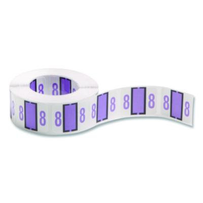 Numerical End Tab File Folder Labels, 8, 1 X 1.25, White, 500/Roll
