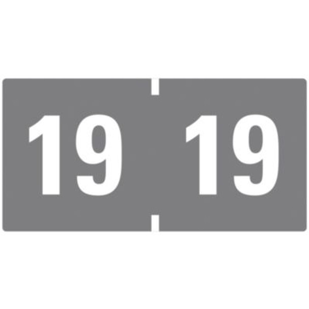 Yearly End Tab File Folder Labels, 19, 0.75 X 1.5, Gray, 500/Roll
