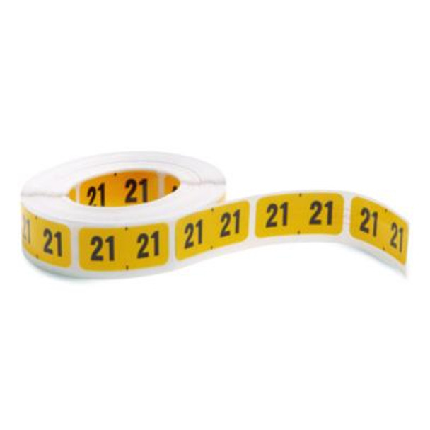 Year 2021 End Tab Folder Labels, 1.5 X 0.75, Yellow/Black, 500 Labels/Roll