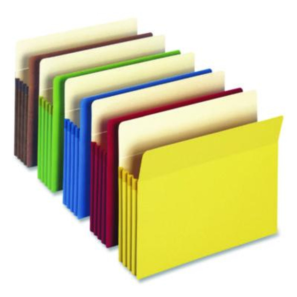 Colored File Pockets, 3.5" Expansion, Letter Size, Assorted Colors, 25/Box