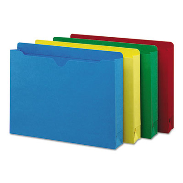 Colored File Jackets With Reinforced Double-Ply Tab, Straight Tab, Letter Size, Assorted Colors, 50/Box