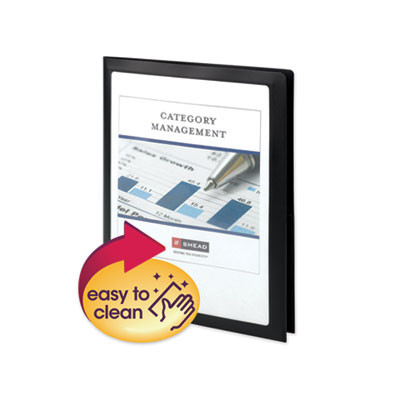 Frame View Poly Two-Pocket Folder, Accommodates (100) 11 x 8.5 Sheets, Clear/Black, 5/Pack