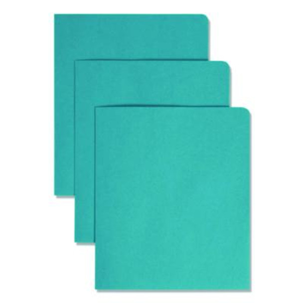 Two-Pocket Folders, Accommodates (100) 11 x 8.5 Sheets, Teal, 25/Box