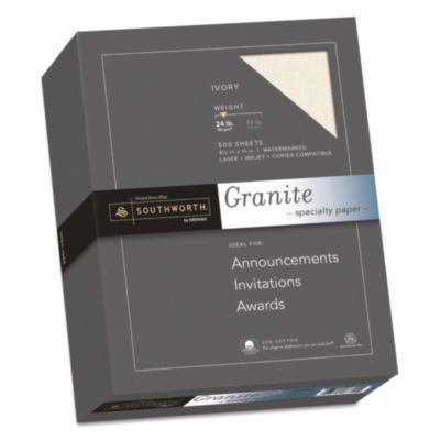 Granite Specialty Paper, 24 Lb Bond Weight, 8.5 x 11, Ivory, 500/Ream