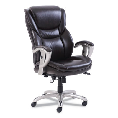 Emerson Executive Task Chair, Supports Up To 300 Lb, 19" To 22" Seat Height, Brown Seat/Back, Silver Base
