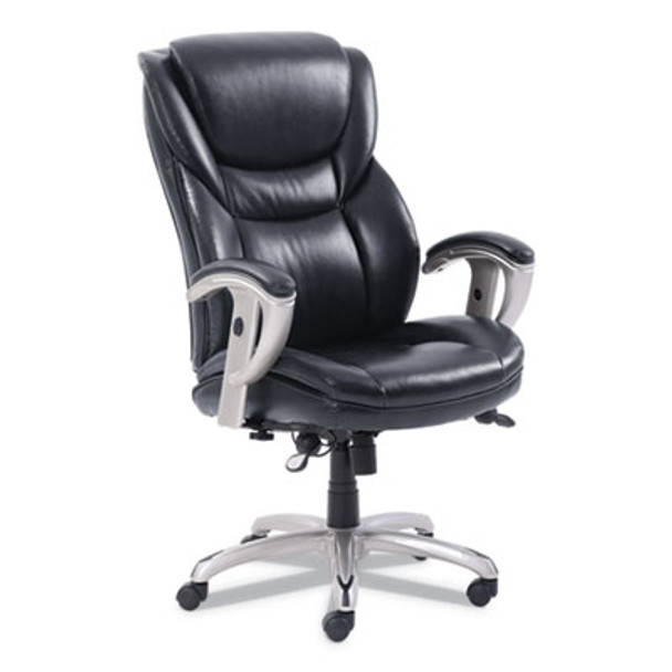 Emerson Executive Task Chair, Supports Up To 300 Lb, 19" To 22" Seat Height, Black Seat/Back, Silver Base