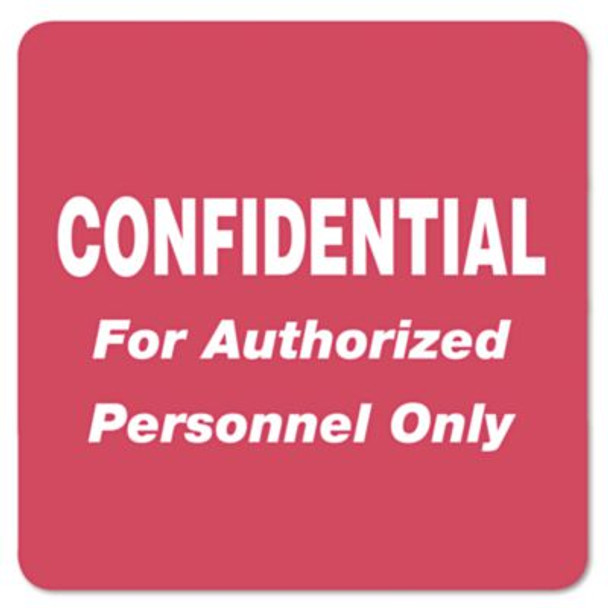 Hipaa Labels, Confidential For Authorized Personnel Only, 2 X 2, Red, 500/Roll
