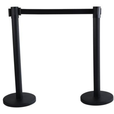 Economy Crowd Control, Assorted Materials, 14" x 35" x 9 Ft 6", Black, 2/Carton
