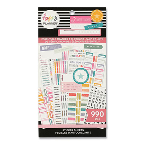 Essentials Tracker And Checklist Classic Stickers, Assorted Sizes And Colors, 990/Pack