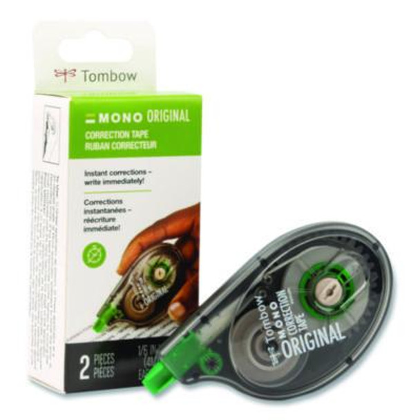 Mono Original Correction Tape Value Pack, Non-Refillable, 0.17" x 32.83 Ft, Translucent Smoke/Green Dispenser, 2/Pack