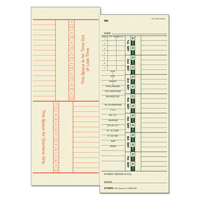 Time Clock Cards, Replacement For 10-800762, Two Sides, 3.5 X 9, 500/Box