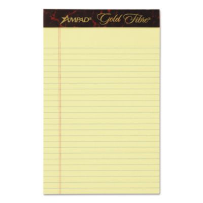 Gold Fibre Quality Writing Pads, Medium/College Rule, (50) Canary Yellow 5 x 8 Sheets, Dozen