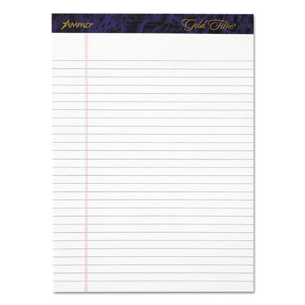 Gold Fibre Writing Pads, Wide/Legal Rule, 50 White 8.5 X 11.75 Sheets, 4/Pack
