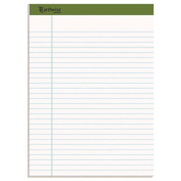 Earthwise By Ampad Recycled Writing Pad, Wide/Legal Rule, Politex Green Headband, 50 White 8.5 X 11.75 Sheets, Dozen