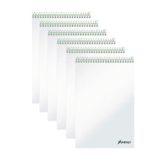 Steno Pads, Gregg Rule, Green Cover, 80 Green-Tint 6 X 9 Sheets, 6/Pack