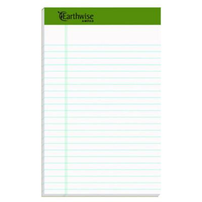 Earthwise Recycled Paper Legal Pads, Wide/Legal Rule, (40) White 5 x 8 Sheets, 6/Pack