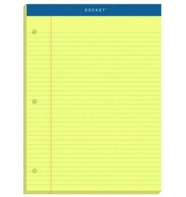 Double Docket Ruled Pads With Extra Sturdy Back, Medium/College Rule, (100) Canary Yellow 8.5 x 11 Sheets