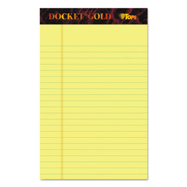 Docket Gold Ruled Perforated Pads, Narrow Rule, 50 Canary-Yellow 5 X 8 Sheets, 12/Pack