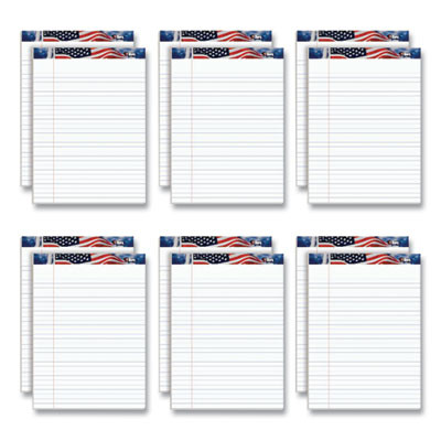 American Pride Writing Pad, Red/White/Blue Headband, Wide Rule, (50) White 8.5 x 11 Sheets, 12/Pack