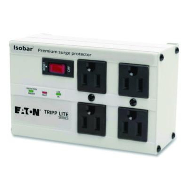 Isobar Premium Surge  Suppressor With Diagnostic Leds, 4 Ac Outlets, 6 Ft Cord, 3,330 J, Light Gray